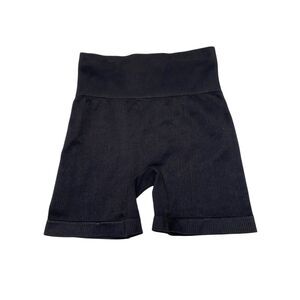 Coqq Black Ribbed Compression Shorts Stretch High Waist Size Small Workout Gym